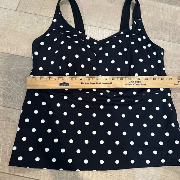 LANDS END WOMENS BLACK WHITE POLKA DOT TANKINI SWIM TOP 16W - Picture 4 of 8